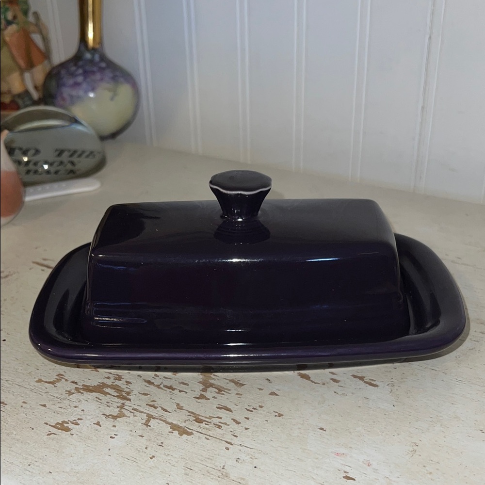 Vintage HLC Fiesta Ware Fiestaware Butter Dish - Deep Plum Purple